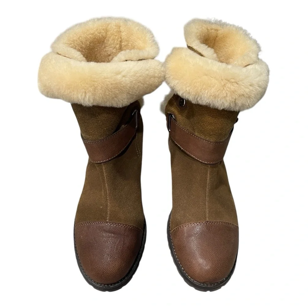 Matt Bernson Tundra Shearling Boots 7.5 Suede Buckle Winter Booties